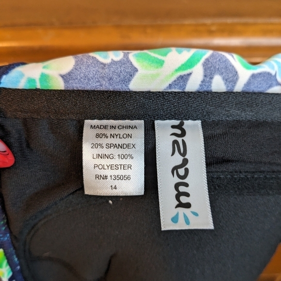 FULL COVERAGE floral ruffle top navy High Waisted BIKINI 2piece swim suit - Picture 14 of 16